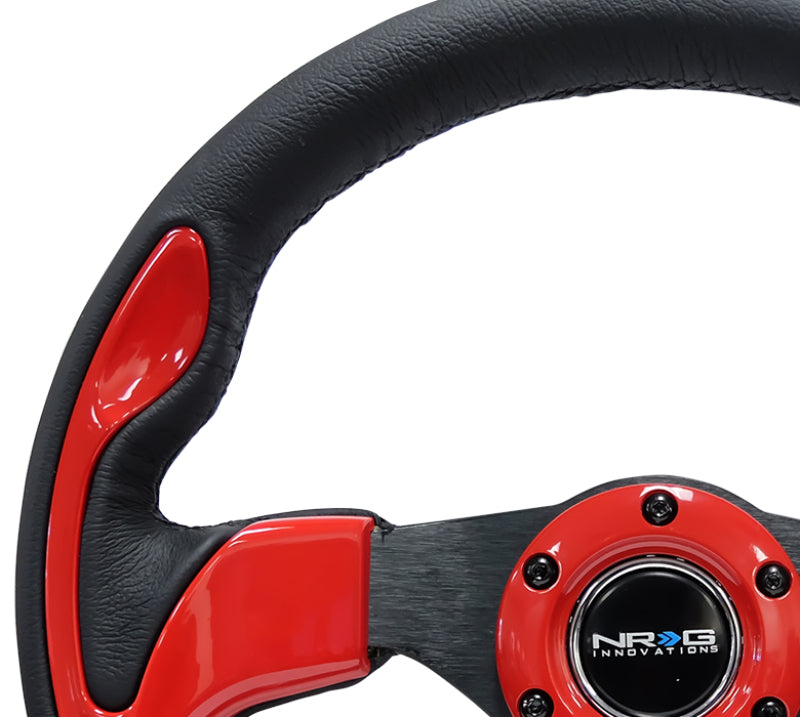NRG Reinforced Steering Wheel (320mm) Black w/ Red Trim & 5mm 3-Spoke (RST-001RD) - photo 3