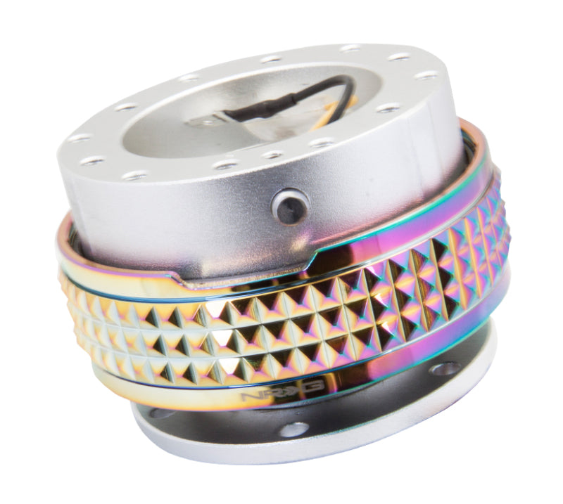 NRG Quick Release Kit - Pyramid Edition - Silver Body / Neochrome Pyramid Ring (SRK-210SL/MC)
