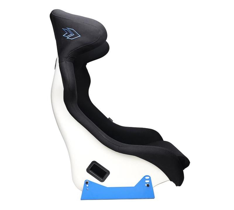 NRG FRP Bucket Seat - White Finish with Arrow Embroidery And Blue Side Mount Bracket (FRP-600WT) - photo 2