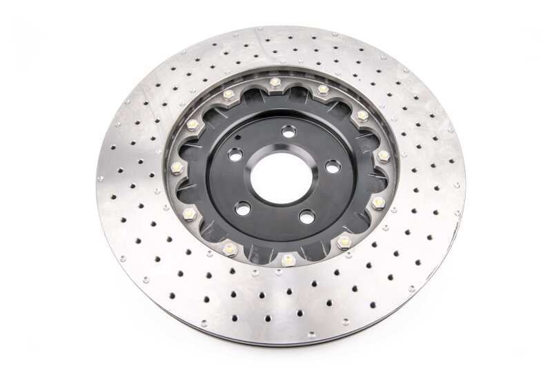 DBA Ford Focus RS (Mk3) 5000 Series XD Drilled & Dimpled 2-Piece Front Brake Rotor, Black Hat (DBA52968BLKXD)