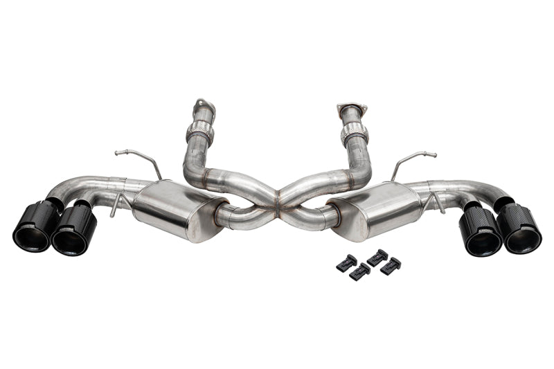CORSA Performance 2020-2025 Corvette C8 3in. Cat-Back 4.5in. Tips - Black PVD Carbon Fiber Tips