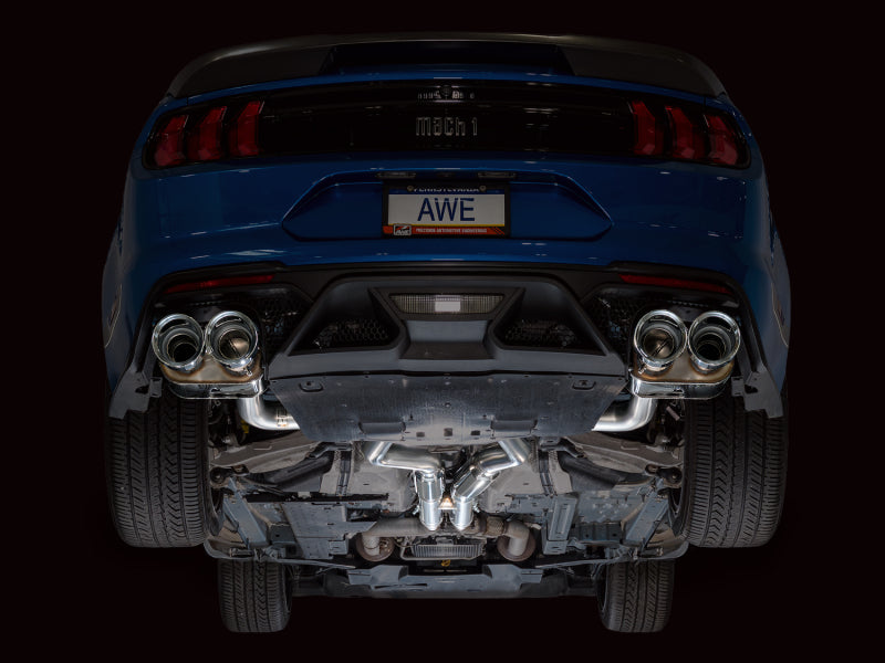 AWE Tuning 2021-2023 Ford Mustang Mach 1 SwitchPath Cat-Back Exhaust with Quad Chrome Silver Tips - photo 6
