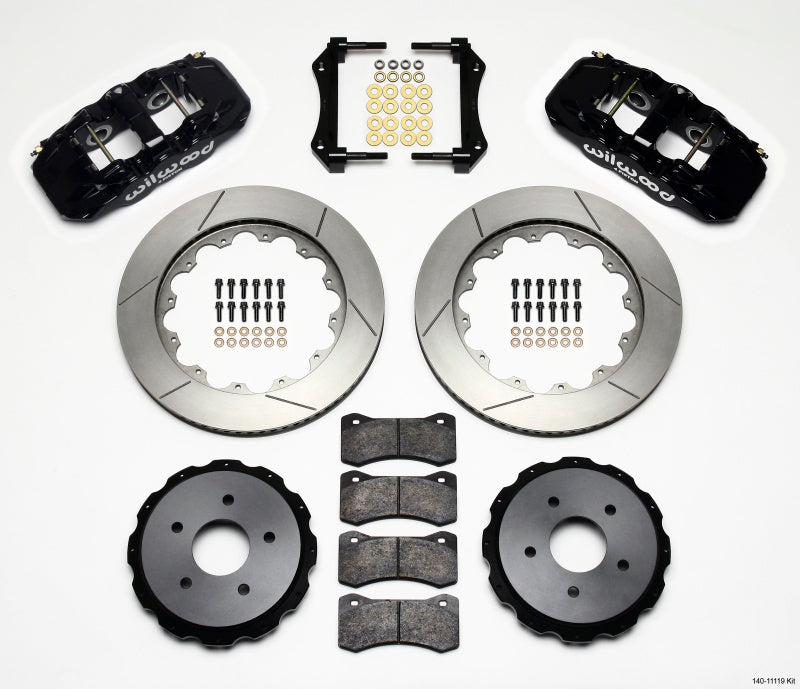 Wilwood 1997-2013 Chevrolet Corvette C5/C6 Aero4 Rear Big Brake Kit (14in) - Black / Slotted