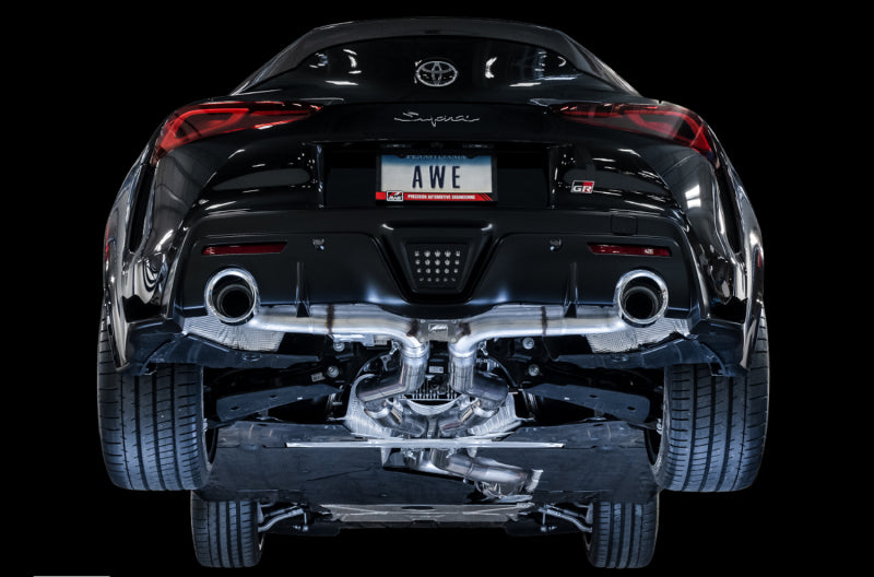 AWE Tuning 2020 Toyota Supra A90 Track Edition Exhaust - 5in Chrome Silver Tips - photo 6