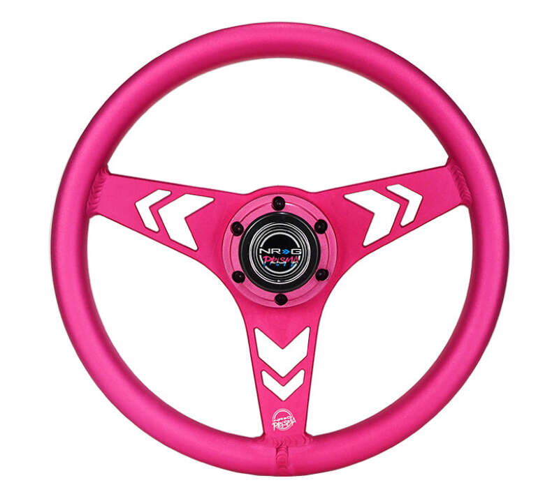 NRG Aluminum Steering Wheel 330mm - Arow Cutout - Ergonomic Grip - Anadized Pink (RST-070-PK)