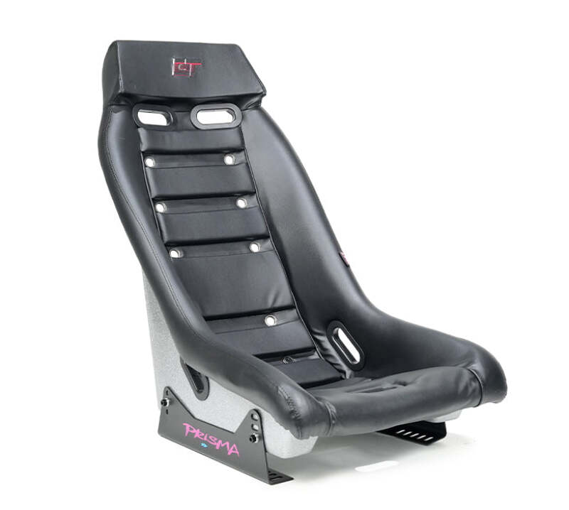 NRG GT Retro Bucket Seat - Black PVC Leather Black Stitching Multicolor Fiberglass Back w/ Glitter (PRI-100BK-H)