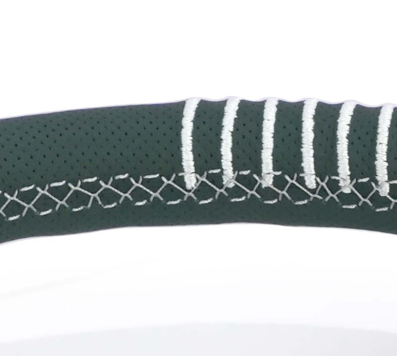NRG Steering Wheel 1.5in Dish 350mm Black Perforated Leather - Emerald Stitching - Reinforced Spoke (RST-037MB-B-20) - photo 8