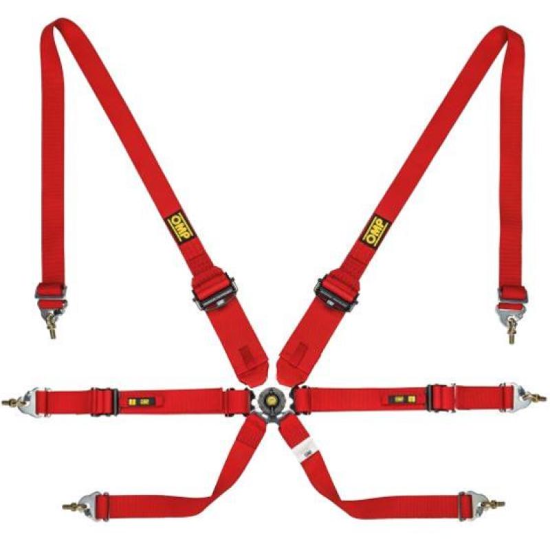 OMP Safety Harness One 2in Convertible Red Pull Up Conv Pull Down (FIA 8853-2016) (DA0-0205-A01-061)