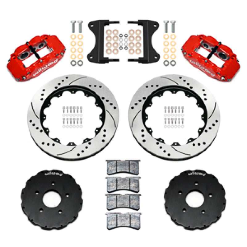 Wilwood 2014-2019 Chevrolet Corvette C7 Forged Narrow Superlite 6R Front Big Brake Kit (14in) - Red / Drilled & Slotted