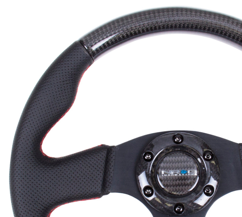 NRG Carbon Fiber Steering Wheel (315mm) Leather Trim w/ Red Stitching (ST-310CFRS) - photo 4