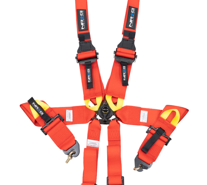 NRG FIA 6-Point 2in. Shoulder Belt for HANS Device/ Rotary Cam Lock Buckle/ 3in. Waist Belt - Red (SBH-HRS6PCRD)