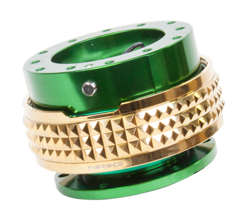 NRG Quick Release Kit - Pyramid Edition - Green Body / Chrome Gold Pyramid Ring (SRK-210GN/CG)
