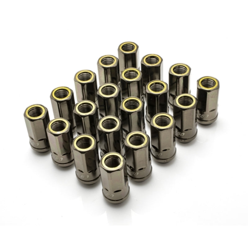 Muteki HR50 Open End Lug Nuts - Titanium Chrome w/ Yellow Ring 14x1.50 (HR5007TY)