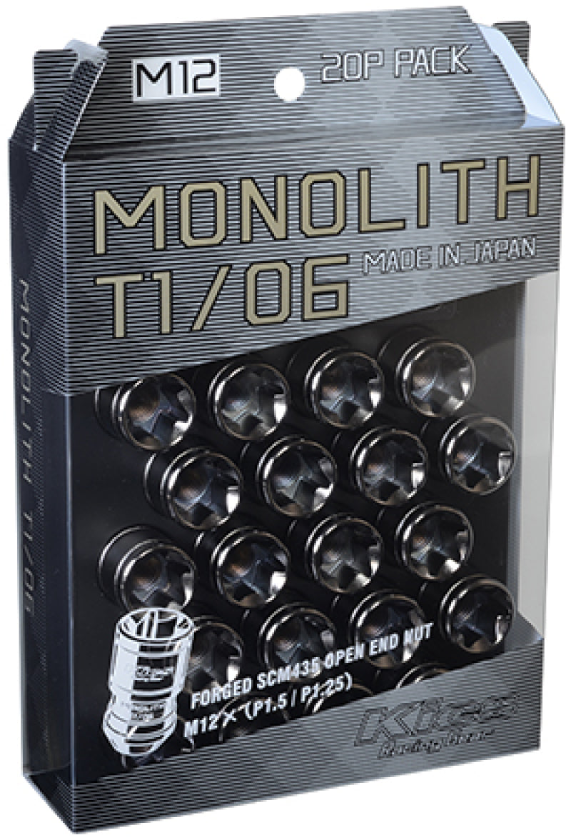 Project Kics 12x1.50 Glorious Black T1/06 Monolith Lug Nuts - 4 Pcs (WMN01GK4P)