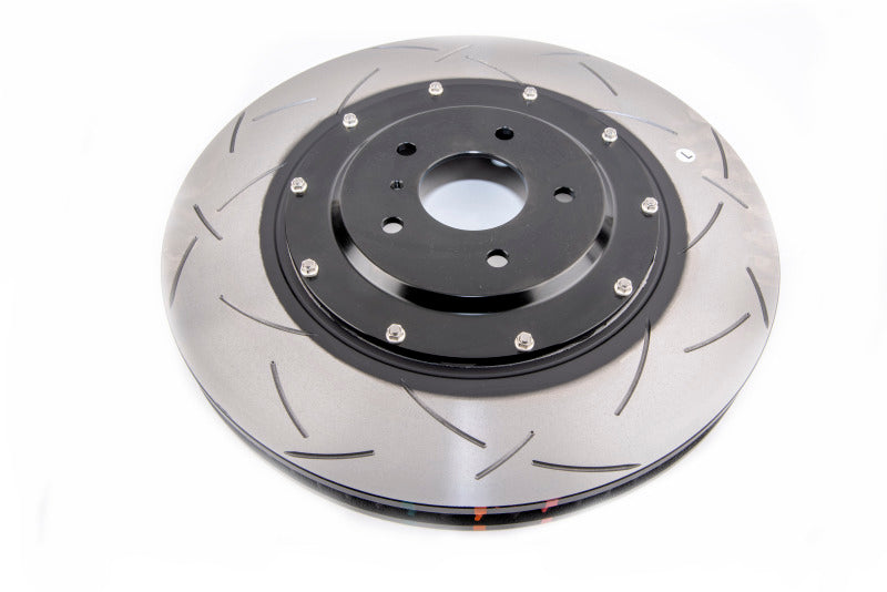 DBA Nissan GT-R (R35) 5000 Series XD Drilled & Dimpled 2-Piece Front Left Brake Rotor, Black Hat (DBA52379BLKLXD)