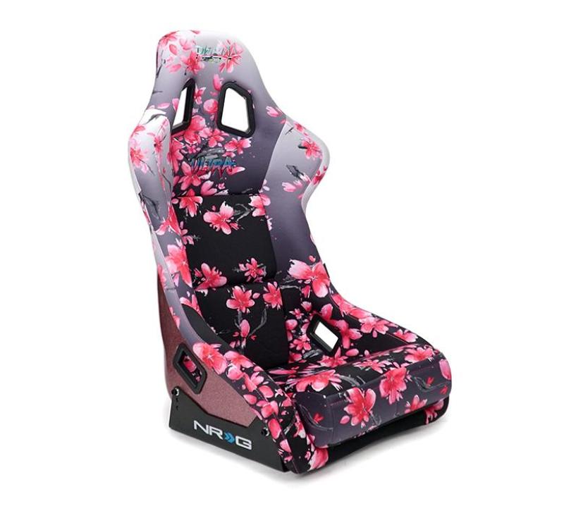 NRG FRP Bucket Seat PRISMA Japanese Cherry Blossom Edition W/ Pink Pearlized Back
