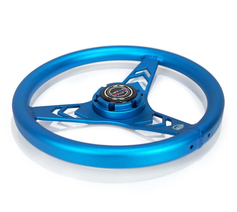 NRG Aluminum Steering Wheel 330mm - Arow Cutout - Ergonomic Grip - Anadized Blue (RST-070-BL) - photo 3