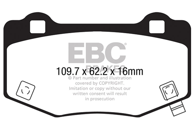 EBC Ford Mustang (S550) Yellowstuff 4000 Series Rear Brake Pads, GT350/GT350R (DP43056R)