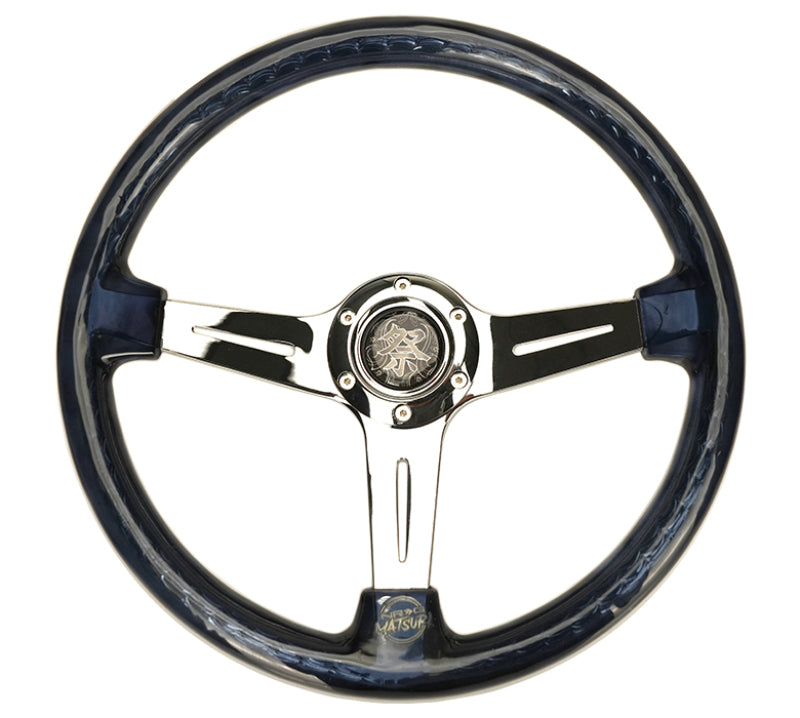 NRG Reinforced Steering Wheel (350mm / 2in. Deep) Matsuri Clear Acrylic w/ NeoChrome Spoke (RST-027CH-SM)