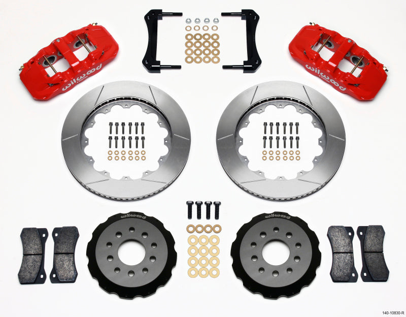Wilwood 2005-2014 Ford Mustang Aero6 Front Big Brake Kit (14in) - Red / Slotted