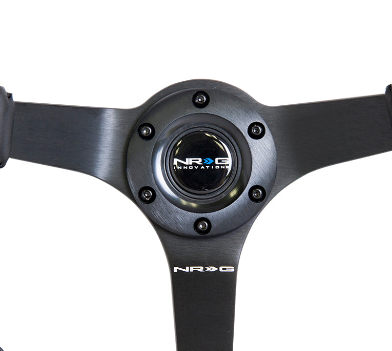 NRG Reinforced Steering Wheel (350mm / 3in. Deep) Bk Leather w/ Bk BBall Stitch (Odi Bakchis Edition) (RST-036MB-R) - photo 2