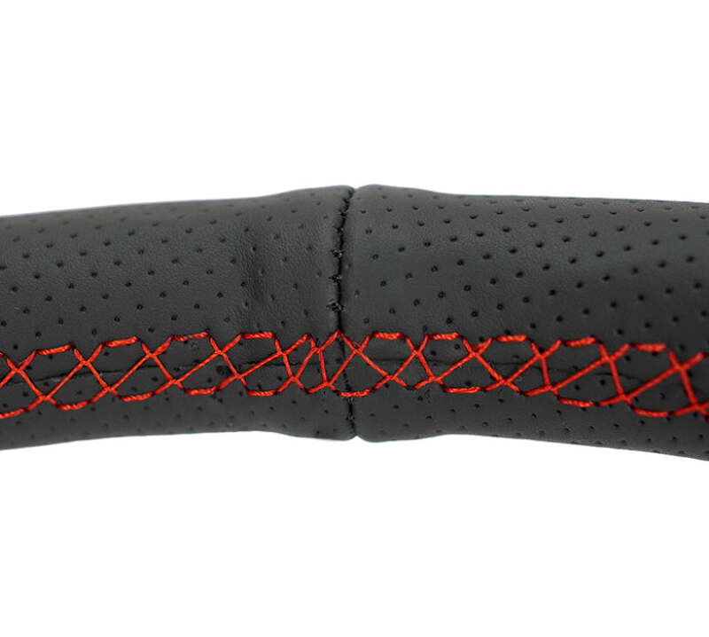 NRG Reinforced Stealth Wheel (380mm) 3 Spoke Center - 1in Deep Dish - Perforated Leather Red Stitch (RST-380-STL-R) - photo 4