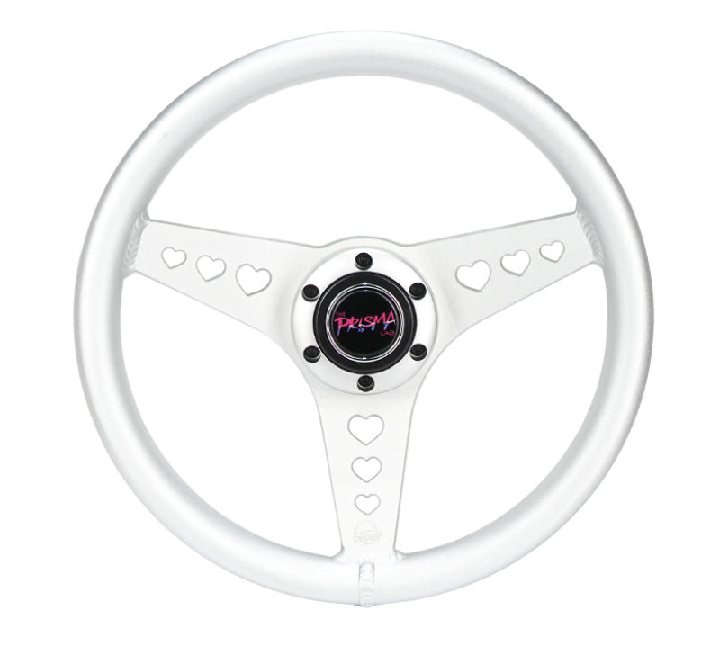 NRG All Aluminum Steering Wheel 330mm - Heart Cut Out - Ergonomic Grip - Anadized Silver (RST-073-SL)