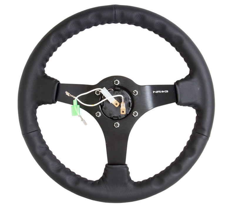 NRG Reinforced Steering Wheel (350mm / 3in. Deep) Bk Leather w/ Bk BBall Stitch (Odi Bakchis Edition) (RST-036MB-R) - photo 5