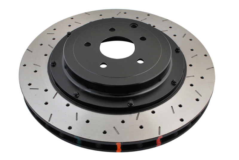 DBA Nissan GT-R (R35) 5000 Series XS Drilled & Slotted 2-Piece Rear Brake Rotor, Black Hat (DBA52321BLKXS)