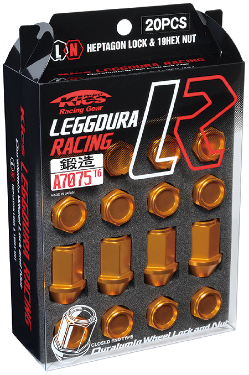 Project Kics 12x1.25 Leggdura Racing Lug Nuts - Yellow Gold w/ Laser Logo (20 Pcs) (WKIZ3O)