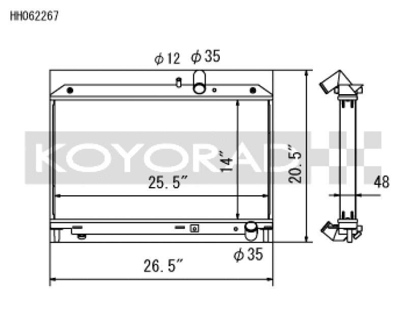 Koyo 2009-2011 Mazda RX-8 1.3L (Manual Transmission) Radiator - part drawing