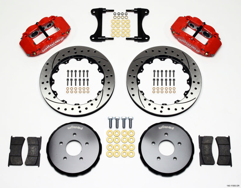Wilwood 2009-2013 Nissan 370Z / Infiniti G37 Forged Narrow Superlite 6R Front Big Brake Kit (13.06in) - Red / Drilled & Slotted
