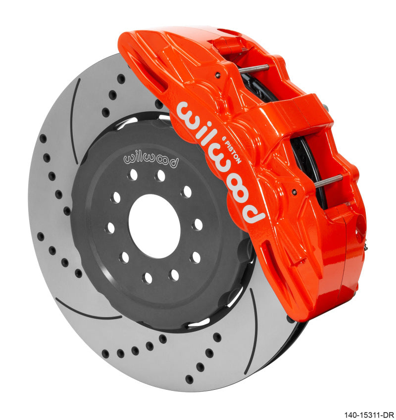 Wilwood 2005-2013 Chevrolet Corvette C6 SX6R Front Big Brake Kit (15in) - Red / Drilled & Slotted