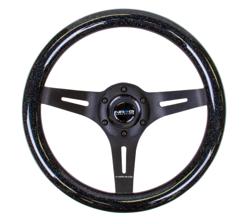 NRG Classic Wood Grain Steering Wheel (310mm) Black Sparkle w/ Black 3-Spoke Center (ST-310BSB-BK)