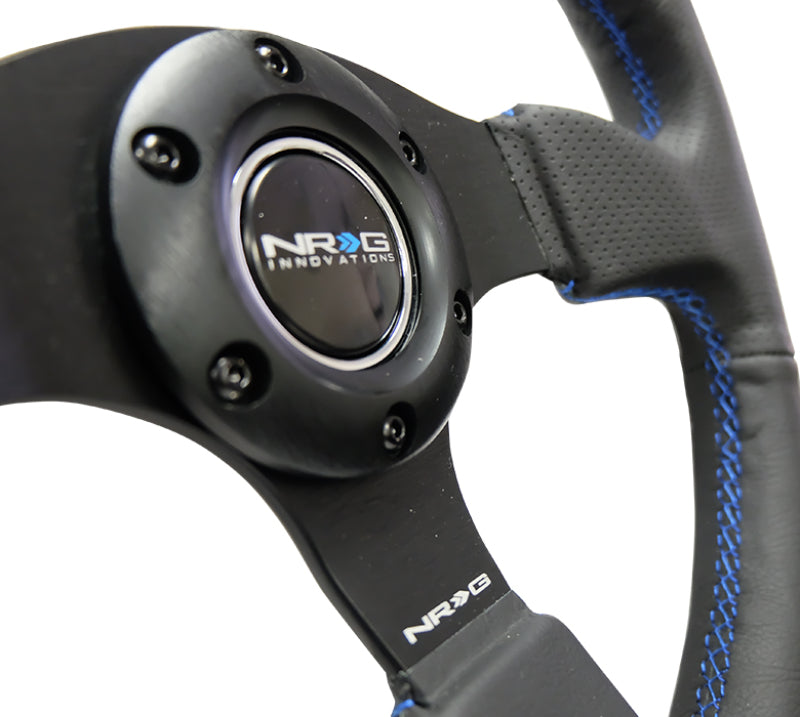 NRG Reinforced Steering Wheel (320mm) Black Leather w/ Blue Stitching (RST-012R-BL) - photo 3