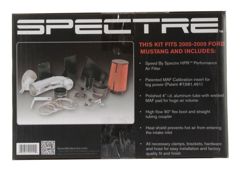 Spectre 2005-2009 Ford Mustang GT V8-4.6L F/I Air Intake Kit - Polished w/Red Filter (spe9924) - photo 4