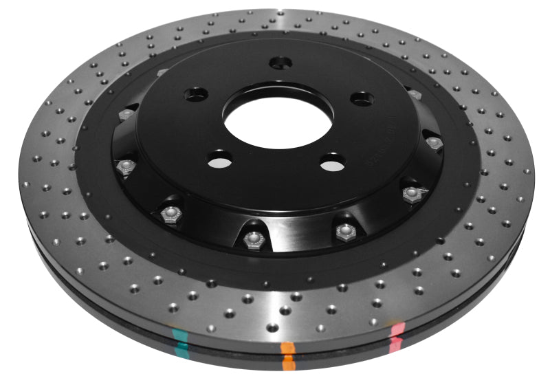 DBA Ford Mustang (S550) 5000 Series XD Drilled & Dimpled 2-Piece Rear Brake Rotor, Black Hat (DBA52165BLKXD)