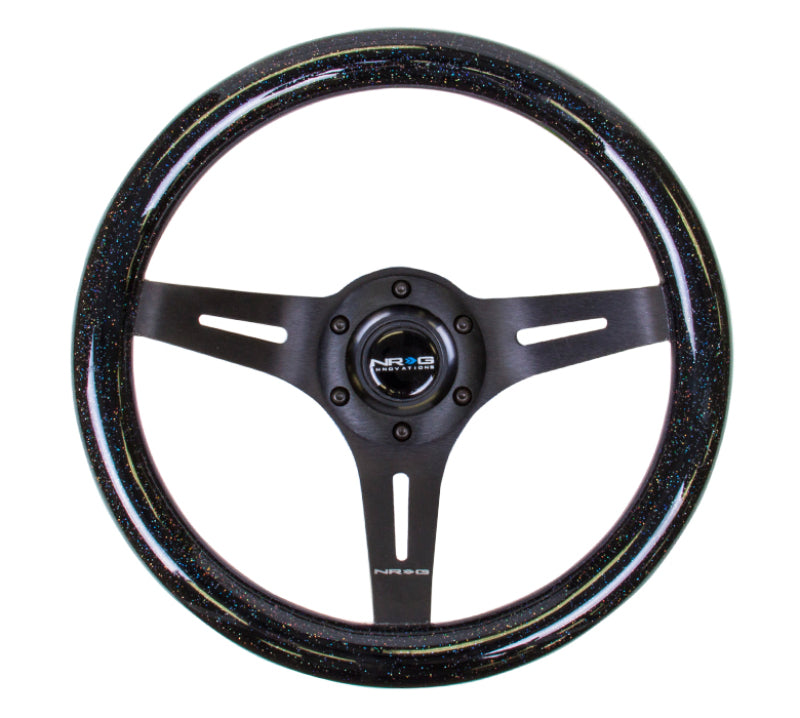 NRG Classic Wood Grain Steering Wheel (310mm) Black Sparkle w/ Black 3-Spoke Center (ST-310BSB-BK) - photo 3