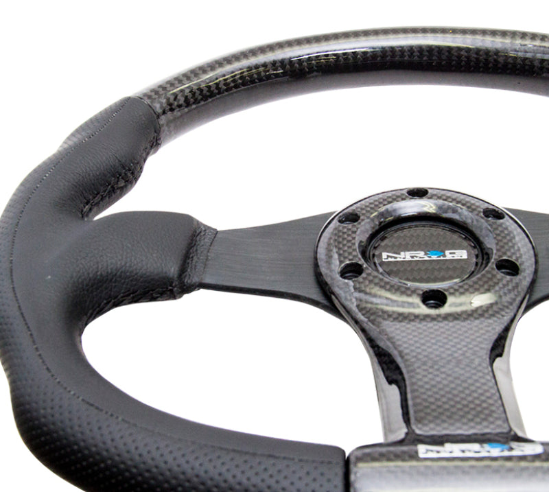 NRG Carbon Fiber Steering Wheel (350mm) Oval Shape Black w/ Leather Trim (ST-013CFBK) - photo 3