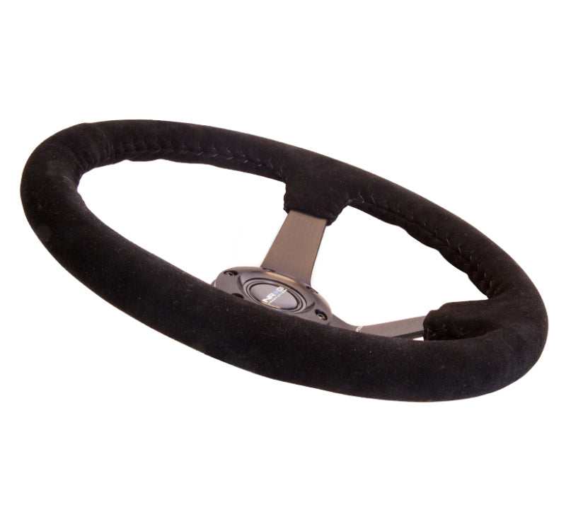 NRG Reinforced Steering Wheel (350mm / 3in. Deep) Black Suede w/ Black BBall Stitch (Odi Bakchis Edition) (RST-036MB-S) - photo 4