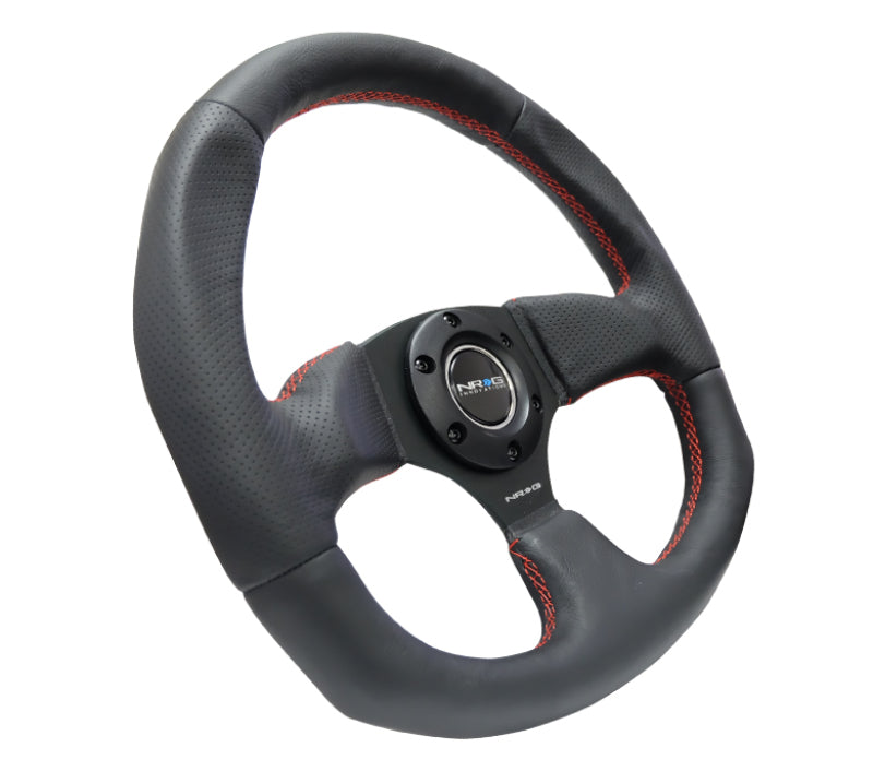 NRG Reinforced Steering Wheel (320mm Horizontal / 330mm Vertical) Leather w/ Red Stitching (RST-009R-RS) - photo 2