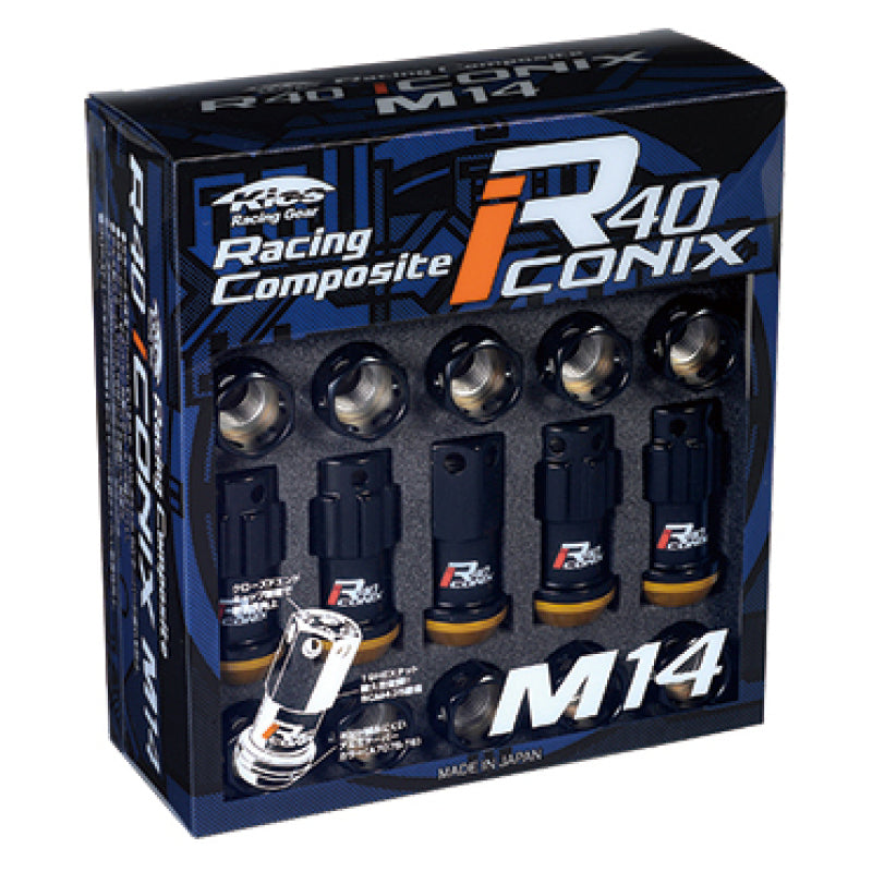 Project Kics R40 Iconix 14x1.25 Black Lock & Nut Set (Capless) (WRI15KA)