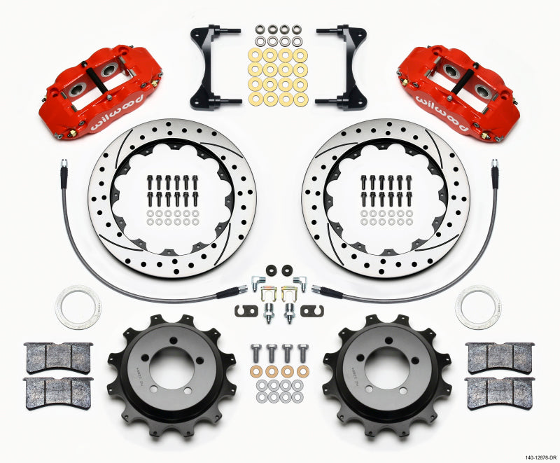Wilwood 1999-2007 Subaru Impreza WRX Forged Narrow Superlite 4R Rear Big Brake Kit (12.88in) - Red / Drilled & Slotted