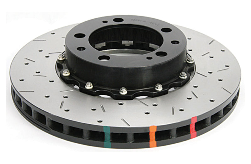 DBA Porsche 911 (964/993) 5000 Series XS Drilled & Slotted 2-Piece Front Brake Rotor, Black Hat (DBA52390BLKXS)
