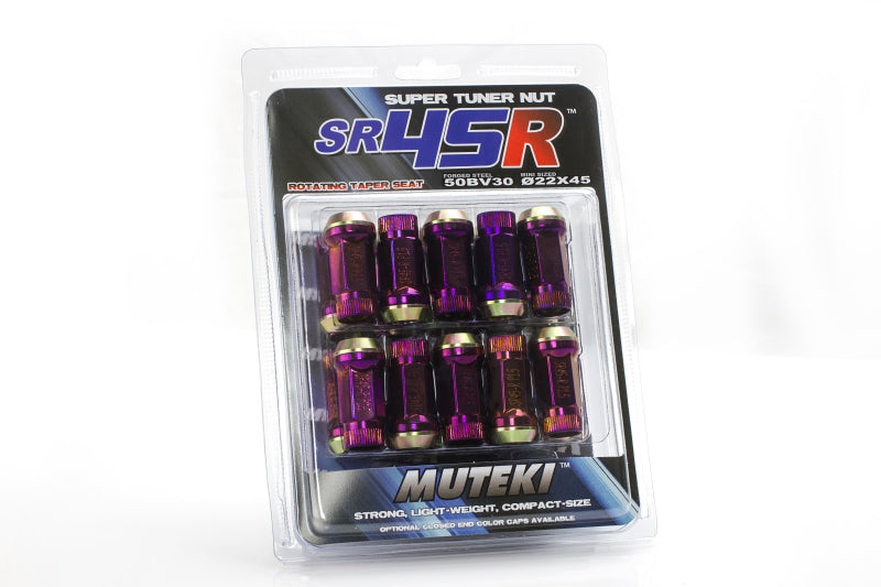 Muteki HR38 Open End Lug Nuts 12x1.50 Black Chrome / Yellow Ring (HR3806BY)