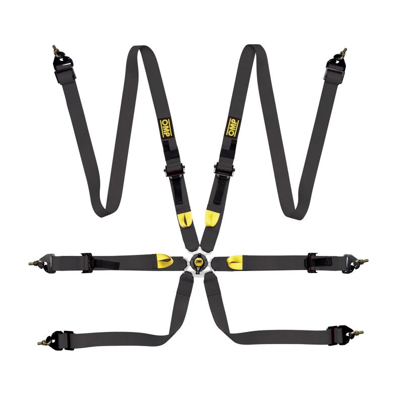 OMP Safety Harness First 2in Black (FIA 8853-2016) Pull Up - Steel Adjustable (DA0-0208-A01-071)