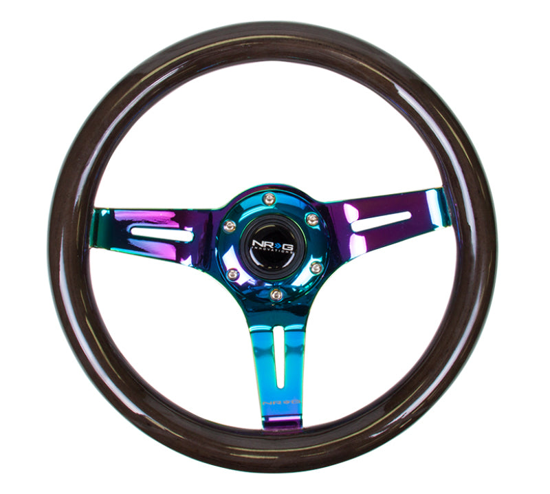 NRG Classic Wood Grain Steering Wheel (310mm) Black w/ Neochrome 3-Spoke Center (ST-310BK-MC) - photo 3
