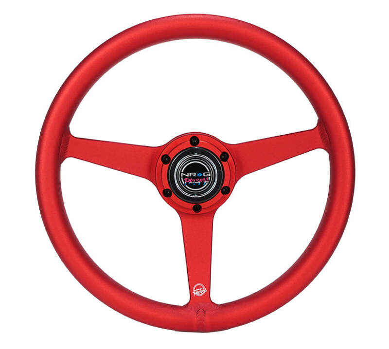 NRG Aluminum Steering Wheel 330mm - Heritage Solid Spoke - Ergonomic Grip - Anadized Red (RST-071-RD)