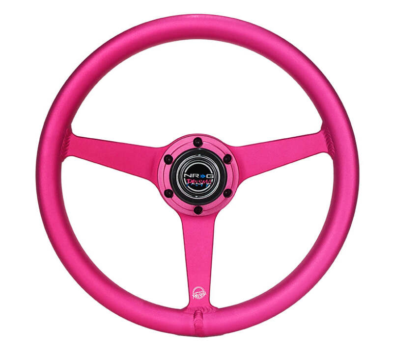 NRG Aluminum Steering Wheel 330mm - Heritage Solid Spoke - Ergonomic Grip - Anadized Pink (RST-071-PK)