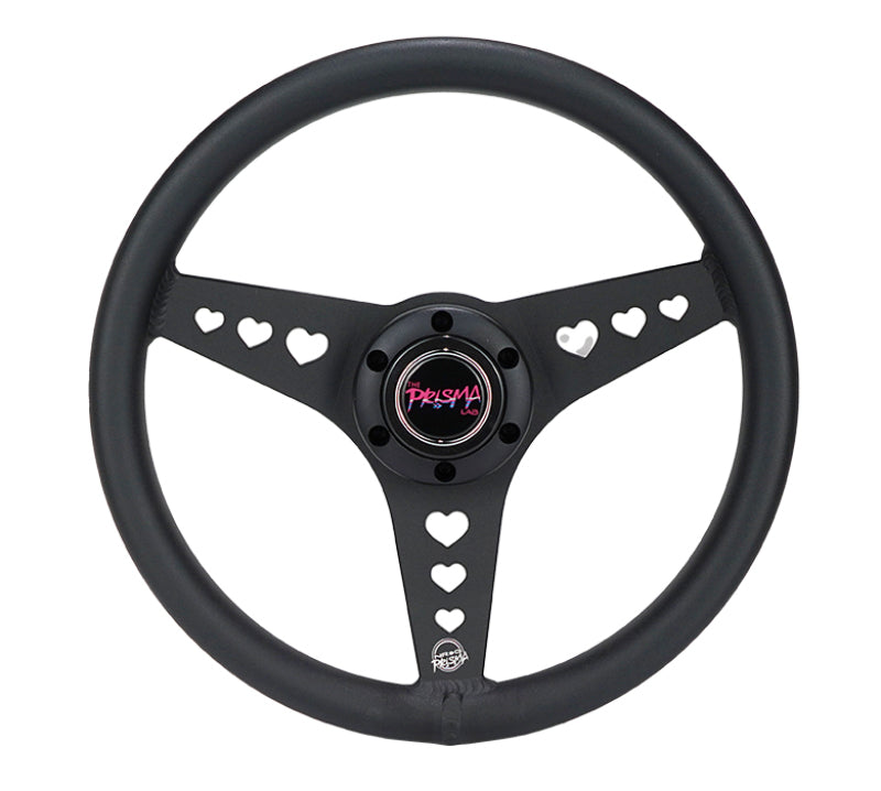 NRG All Aluminum Steering Wheel 330mm - Heart Cut Out - Ergonomic Grip - Anadized Black (RST-073-BK)